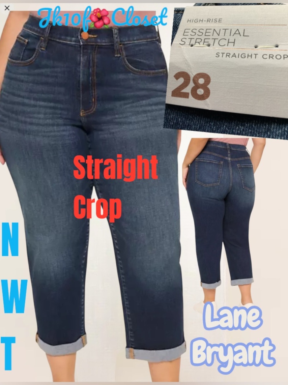 LOWEST🌺NWT Lane Bryant Sz28 High-Rise Straight Crop Jeans